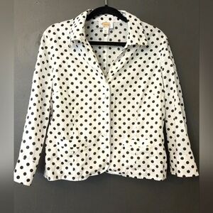 Talbots Polka Dot Linen Blouse Blazer, Sz. 14P